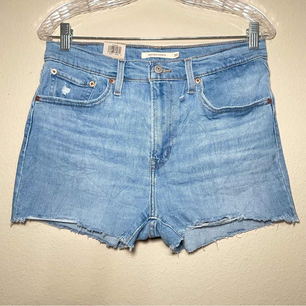 NWT Levis Womens‎ High Rise Cut Off Shorts Size 30 Light Wash Stretch